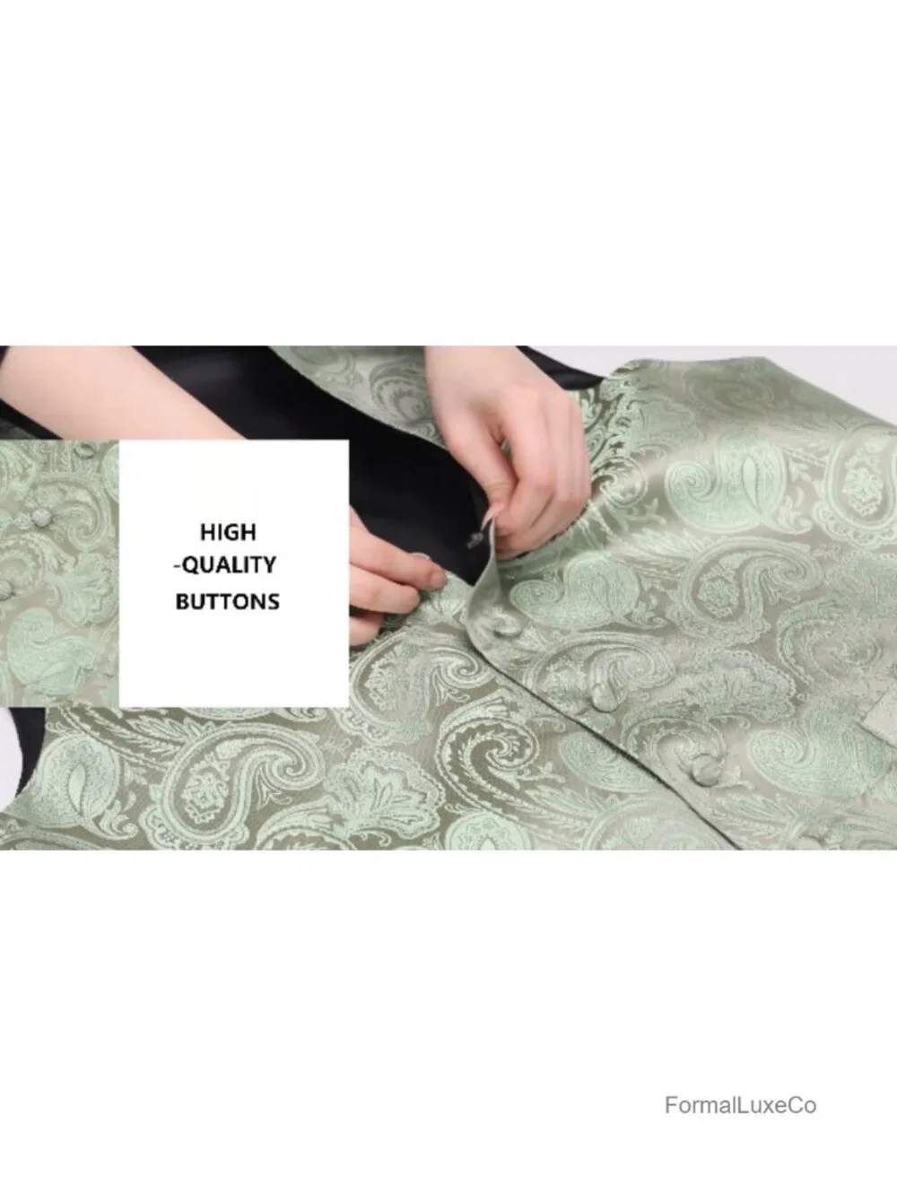 Paisley Silk Polyester 8 Piece Vest Suit Set with Bow Tie and Cufflinks